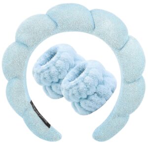 Set Serre-tête & Poignets Anti-gouttes (Bleu Ciel)